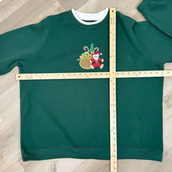 Vtg Embroidered Ugly Christmas Sweatshirt Classic Elements Green 16W 18W - Picture 12 of 13